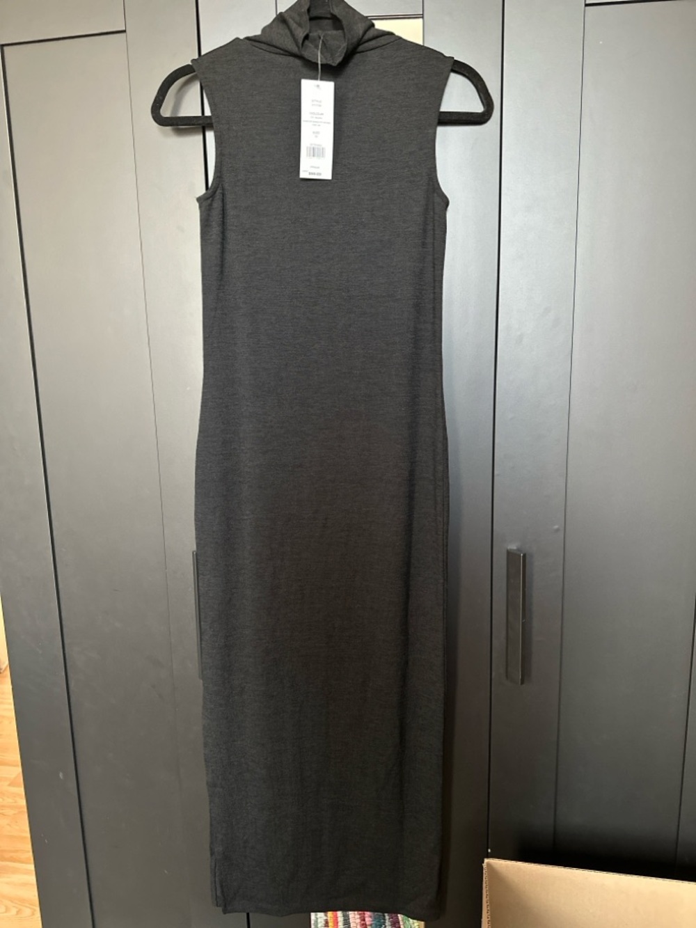 French Connection Charcoal Hooded Sleeveless Midi Dress